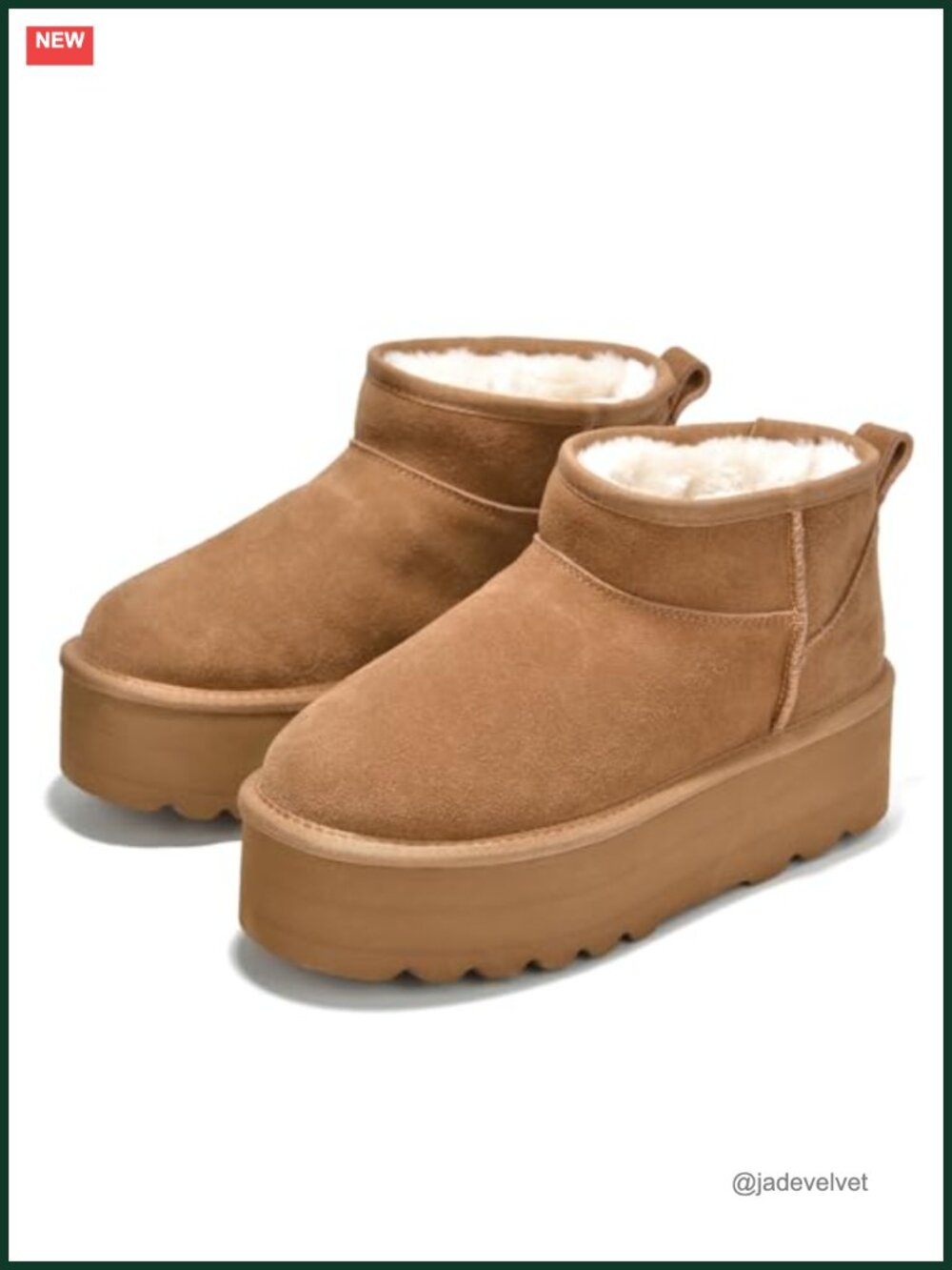 Genuine Suede Ankle Boots Waterproof Platform Faux Fur Lined Women's